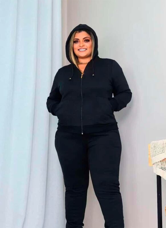 Conjunto Calça Moletom e Jaqueta Feminin Plus Size no Brás