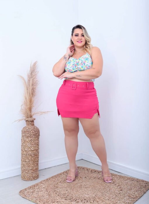 Short Saia Com Fivela Rosa - Imagem 4
