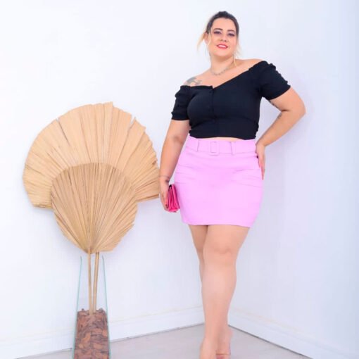 Short Saia Plus Com Fivela Feminino Prissado