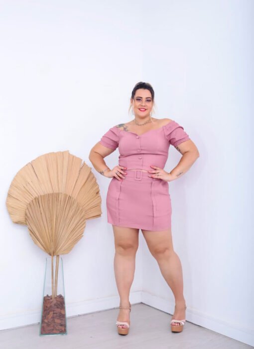 Short Saia Plus Feminino Rose Com fivela - Imagem 6