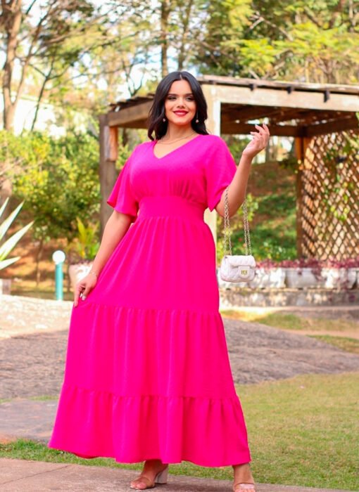 Vestido gola V Plus - Imagem 3