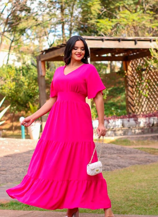 Vestido gola V Plus - Imagem 2