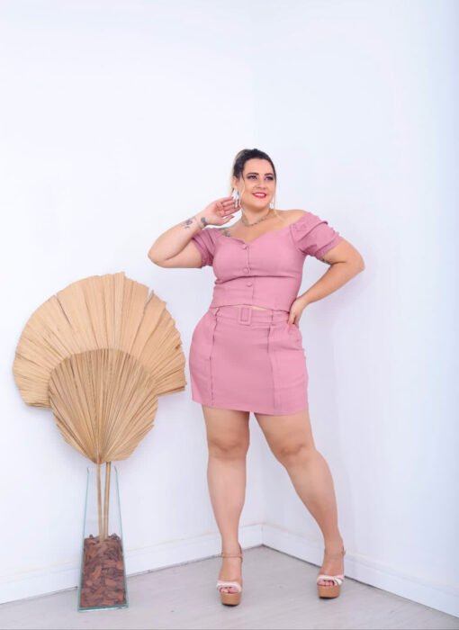 Short Saia Plus Feminino Rose Com fivela - Imagem 4