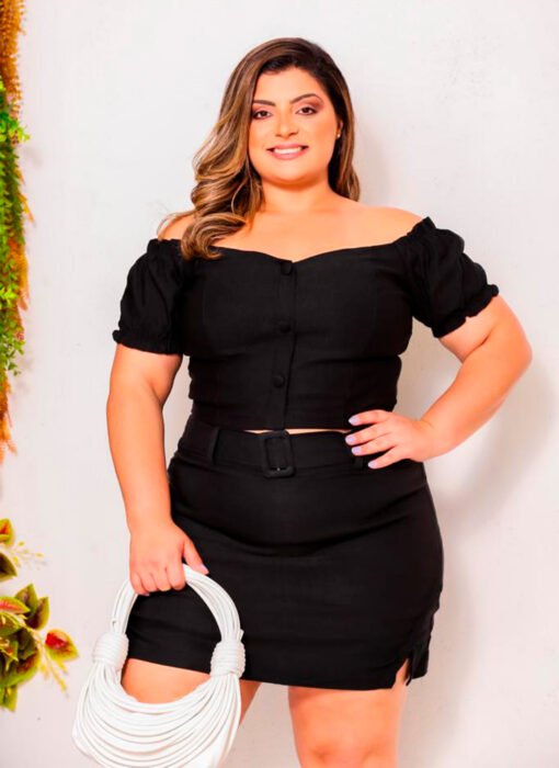 Conjunto Top V e Saia Aberta Na Lateral - Imagem 3