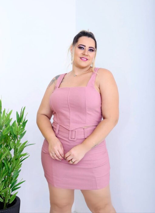 Short Saia Plus Feminino Rose Com fivela - Imagem 2