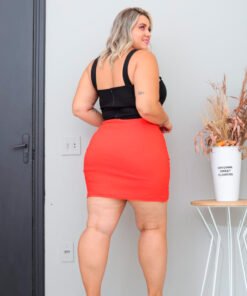 Short Saia Plus Feminino Com Cinto Fivela