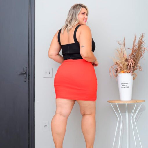 Short Saia Plus Feminino Com Cinto Fivela