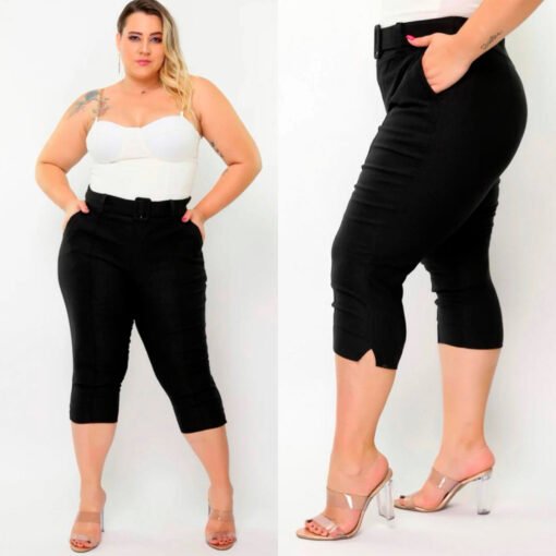 Calça Capri Plus Feminina Com Cinto - Imagem 2