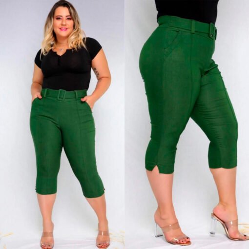 Calça Capri Plus Feminina Com Cinto - Imagem 3