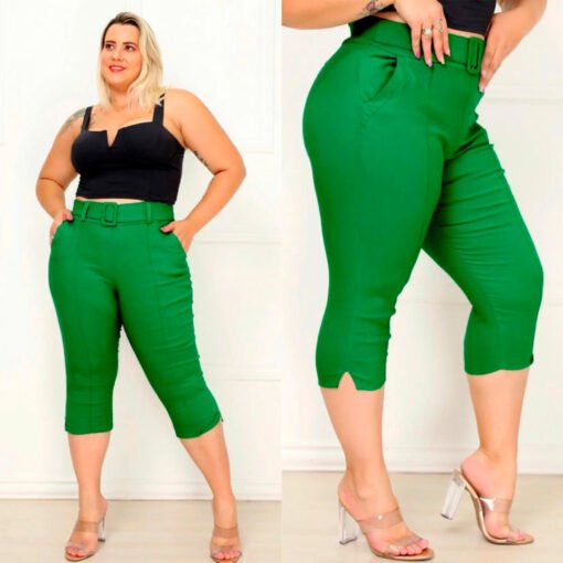 Calça Capri Plus Feminina Com Cinto - Imagem 4