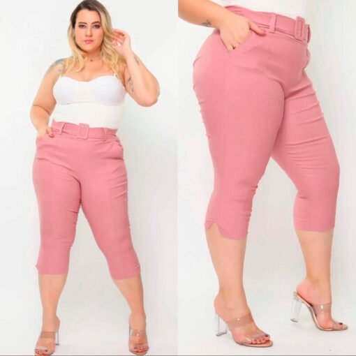Calça Capri Plus Feminina Com Cinto - Imagem 5