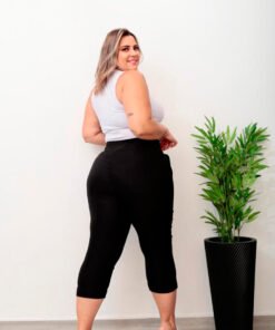 Calça Com Cinto de Fivela  Social Preto Feminina