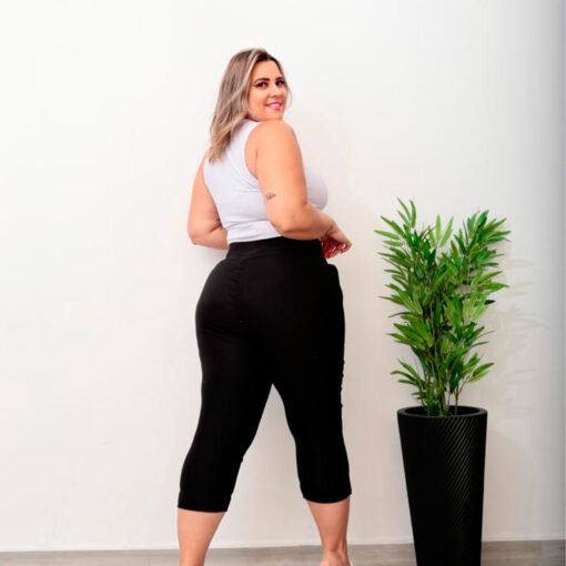 Calça Com Cinto de Fivela  Social Preto Feminina