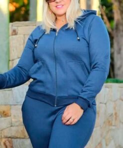 Conjunto Calça Moletom e Jaqueta Feminin Plus Size no Brás