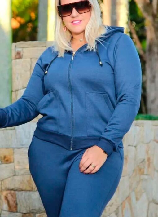 Conjunto Calça Moletom e Jaqueta Feminin Plus Size no Brás