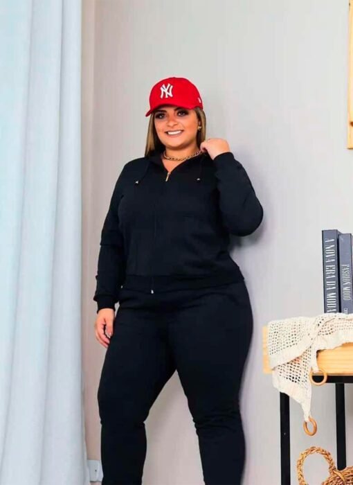 Conjunto Calça Moletom e Jaqueta Feminin Plus Size no Brás