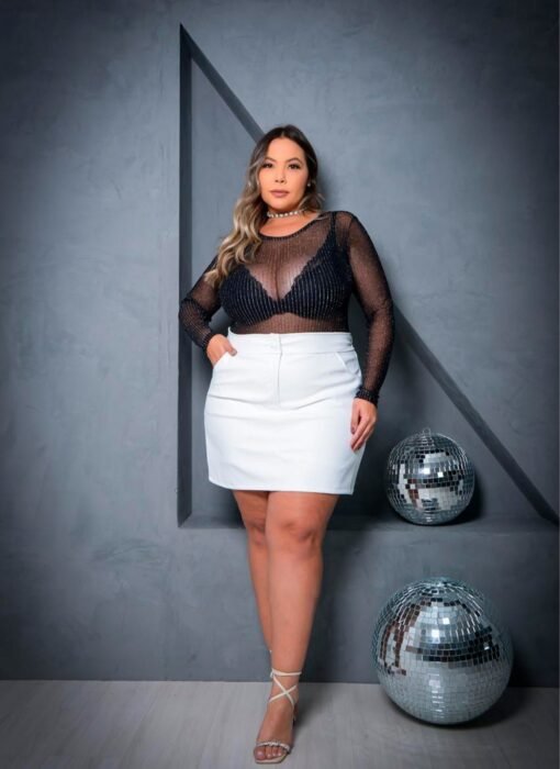Short Saia Feminino Plus Size Couro - Imagem 14