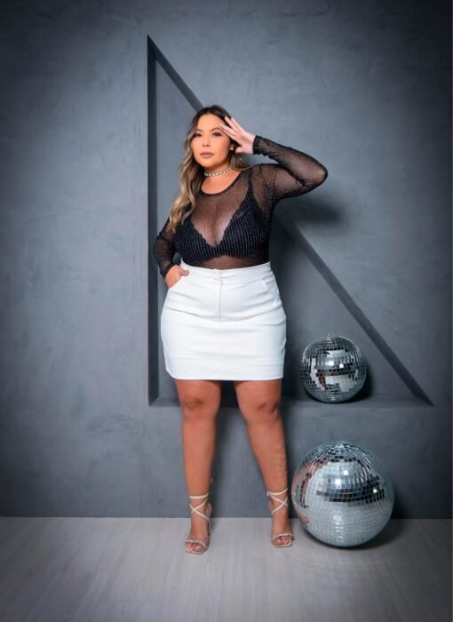 Short Saia Feminino Plus Size Couro - Imagem 15