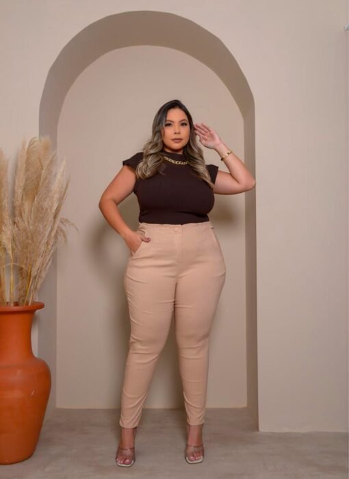 Calça Social Plus Size Com Prega - Imagem 7