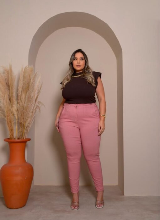 Calça Social Plus Size Com Prega - Imagem 6