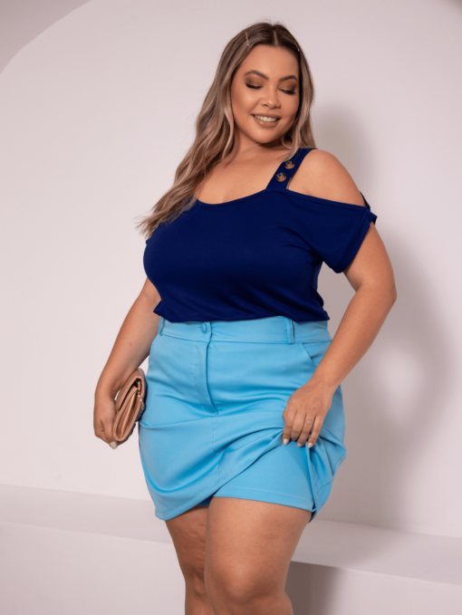SHORT SAIA ALFAIATARIA  PLUS SIZE BOLSO E BOTOES ZIPE CINTURA ALTA VERAO EVANGELICA SECRETARIA - Imagem 4