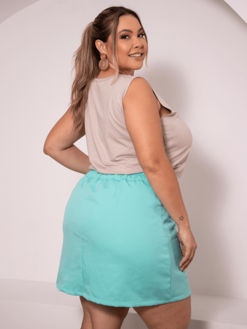 SHORT SAIA ALFAIATARIA  PLUS SIZE BOLSO E BOTOES ZIPE CINTURA ALTA VERAO EVANGELICA SECRETARIA - Imagem 10