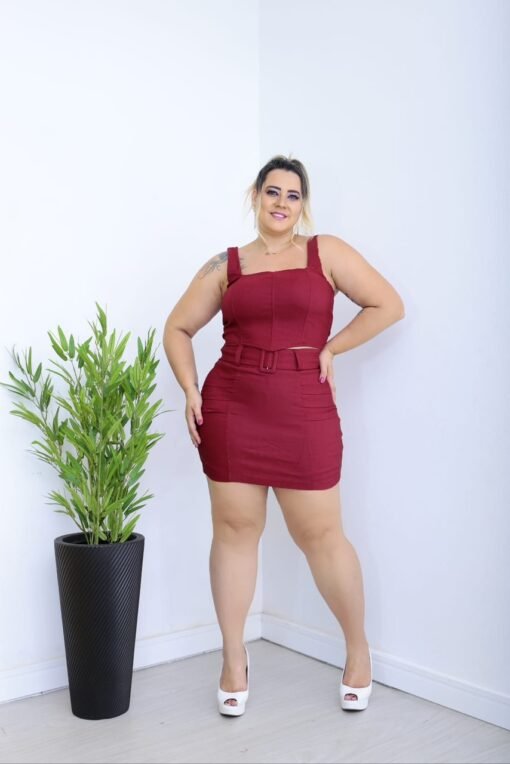 Short Saia Plus Com Fivela Feminino Prissado - Imagem 3