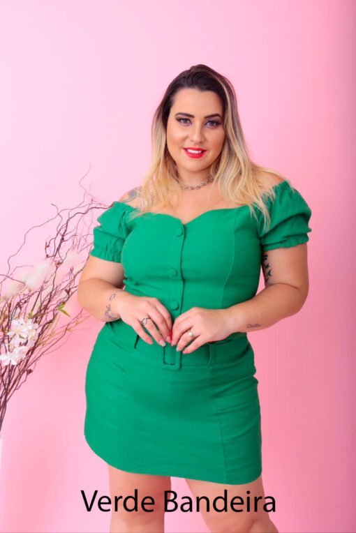 Short Saia Plus Com Fivela Feminino Prissado - Imagem 9