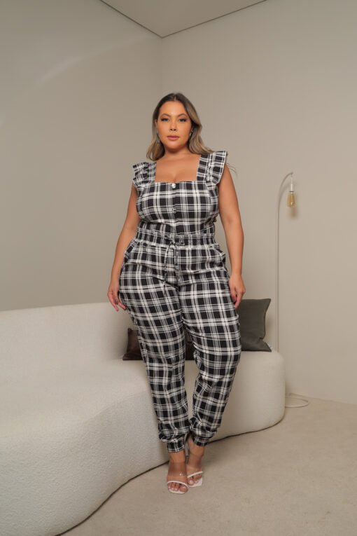 Calça Jogger Feminino Xadrez Plus Size - Imagem 4
